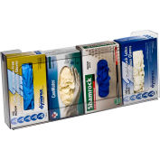 Horizon Mfg. Top Loading Plastic Horizontal Glove Dispenser, Holds 4 Boxes, 11"H x 20"W x 4"D, Clear