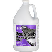 Nilodor Scrub N Suds Manual Dishwashing Liquid, Gallon Bottle, 4/Case, Lemon Scent