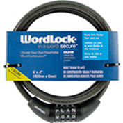 Howard Berger Wordlock Combination Cable Lock CL-422-BK - 72"L Resettable 4-Dial, Black - Pkg Qty 4