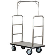 Hospitality 1 Source Midtown Bellman’s Cart - Finition en acier inoxydable, pont gris, roues pneumatiques 8 »