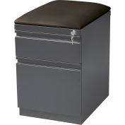 Hirsh Industries® 20" Deep Mobile Pedestal Box/File with Black Seat Cushion - Charcoal