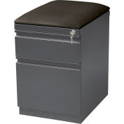 Hirsh Industries®20 » Deep Mobile Pedestal Box / File avec coussin de siège noir - charbon de bois