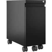 Hirsh Industries® 20" Deep Mobile Pedestal Slim Ped, Box/File with Hidden Drawer Front - Black