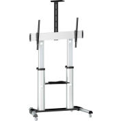 TygerClaw LCD8409SL Mobile Large Display Stand avec TV Mounting Bracket et DVD Shelf, Argent