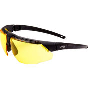 Uvex® Avatar Hydroshield Glasses, Blk Frame, Amber Lens, Scratch-Resistant, Hard Coat, Anti-Fog