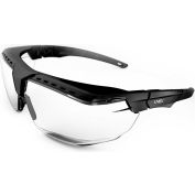 Uvex® Avatar S3850 OTG Safety Glasses, Black Frame, Clear Lens, Scratch-Resistant