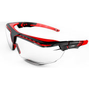 Uvex® Avatar S3851 lunettes de sécurité OTG, Cadre noir et rouge, objectif clair, résistant aux rayures