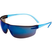Uvex® Lunettes de sécurité SVP206, Cadre bleu, Objectif Miroir Bleu, Résistant aux rayures, qté par paquet : 10
