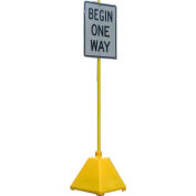 Base de signe de la pyramide de Shield® idéal avec 98" H Post, jaune, 22" W x 22 « D x 22 » H Base