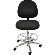 Stool ESD avec repose-pieds - Haut dos - Tissu - Base Noir-Aluminium