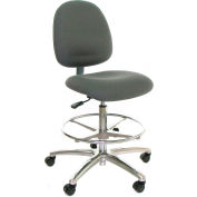 ESD tabouret avec repose-pieds - milieu du dos - tissu - gris - aluminium Base