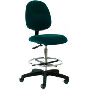 Heavy Duty Stool with Footrest - Mid Back - Fabric - Blue - Nylon Base