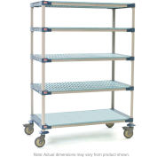 Metromax 4 Five Tier Stem Caster Cart w / Solid Bottom Shelf, 60 « L x 24"L x 79-1 / 2 « H, Bleu