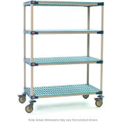 Metromax 4 Four Tier Stem Caster Cart w/Open Grid Shelves, 60"L x 24"W x 67-1/2"H, Blue