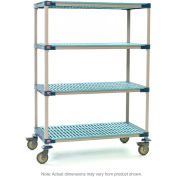 Metromax 4 Four Tier Stem Caster Cart w / Open Grid Shelves, 48 « L x 24"L x 67-1 /2"H, Bleu