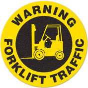 Walk On Floor Sign - Avertissement Forklift Traffic, 17" Dia.