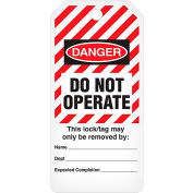 INCOM® Lockout Tag, Danger Do Not Operate, 3"W x 6-1/4"H, Pack de 100