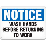 Signe d’avis - Lavez-vous les mains avant de retourner au travail, Plastique - 10"H x 7"W