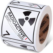 INCOM® TDG Labels, Matières radioactives, Classe 7.1, Vinyle, 4"L x 4"W, Blanc, Rouleaux de 500