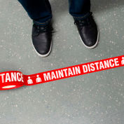 INCOM® MAINTAIN DISTANCE Floor Tape, 2-1-4"W x 54'L, Red, 1 Roll, WPT115