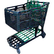 IPT Inc Large Plastic Shopping Cart, Black and Green, 350 Lbs. Capacity