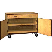 Cabinet mobile de bois, porte pleine, étagère tiroir 1 1, 48 "W x 22-1/4 « D x 36 » H, Dixie chêne/Brown