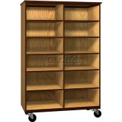 Cabine de bois mobile Cabinet, 10 tablettes, ouverte devant, 48 x 22-1/4 x 72, érable/noir