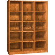 Wood Cubicle Cabinet, 15 Openings, Open Front, 52 x 17-5/8 x 68-3/8, Oiled Cherry