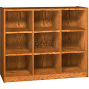 Wood Cubicle Cabinet, 9 Openings, Open Front, 52 x 17-5/8 x 42-3/8, Folkstone Grey