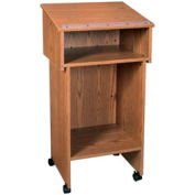 Two Section Stand Up Podium / Lectern - 24"W x 19-3 / 4"D x 43-1 / 2"H Medium Oak