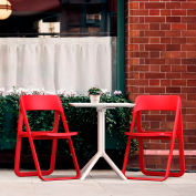 Siesta Dream 3 Piece Outdoor Bistro Set, 23-5/8"W x 29-1/2"H Table, White Table & Red Chairs