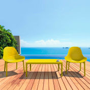 Siesta Sky 3 Piece Outdoor Lounge Sets, 23-5/8"W x 15-11/16"H Table, Yellow