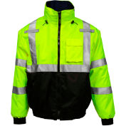 Tingley® Bomber 3.1™ Hi-Vis Hooded Jacket, Zipper, Fluorescent Yellow/Green/Black, L