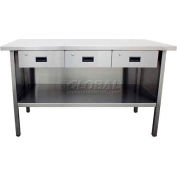 Jamco 430 Series Stainless Steel Flat Top Workbench, Drawers, 72"W x 30"D