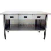 Jamco 430 Series Stainless Steel Flat Top Workbench, Drawers, 72"W x 30"D