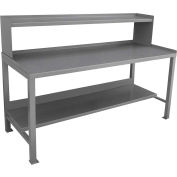 Jamco Stationary Workbench W/ Shelf Riser & Steel Square Edge, 60"W x 30"D, Gray