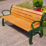 Frog Furnishings Heritage 6' Recycled Plastic Bench, Cedar Bench/Green Frame