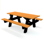 Global Industrial™ 6 ft. Recycled Plastic A-Frame Rectangular Picnic Table - Cedar