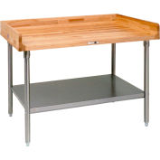 John Boos DNS04 Maple Top Prep Table - Galvanized Legs and Shelf 84"W x 24"D