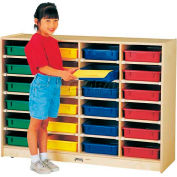 Jonti-Craft® 24 Tray Mobile Cubbie w/Clear Paper-Trays, 48"W x 15"D x 35-1/2"H, Birch Plywood