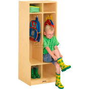Jonti-Craft® Kid Seat Coat Locker, 2 Wide, 20"W x 17-1/2"D x 50-1/2"H, Birch Plywood