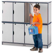Jonti-Craft® Lockable Lockers, Double Stack, 48-1/2"Wx15"Dx45-1/2"H, Gray Laminate, Black Edge