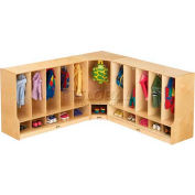 Jonti-Craft® Toddler Corner Coat Locker w/Step w/o Tray, 24"W x 17-1/2"D x 35"H, Birch Plywood