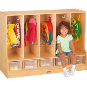 Jonti-Craft® Toddler Coat Locker, 5 Wide, w/Clear Trays, 48"W x 17-1/2"D x 35"H, Birch Plywood