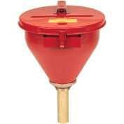 Entonnoir Justrite® 8207 10-3/4 po D, acier - Couvercle à fermeture automatique et pare-flamme de 6 po