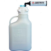 Justrite 12801 VaporTrap™ Carboy With Filter Kit, HDPE, 5-Liter, 6 Ports
