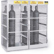 Justrite Vertical, 10-20 Cylinder, Aluminum Storage Cabinet, 60"W x 32"D x 65"H, Manual Close