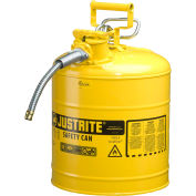 Justrite® type II AccuFlow™ acier de sécurité peut, 5 gal., 5/8 "tuyau en métal, jaune, 7250220