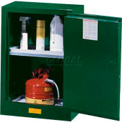 Justrite 12 Gallon 1 porte, fermeture automatique, Compac, Cabinet de Pesticide, 23-1/4" W x 18 « D x 35 » H, vert