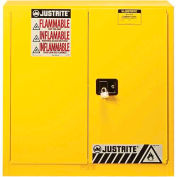 Justrite 30 Gallon 2 Door, Manual, Flammable Cabinet, 36"W x 24"D x 35"H, Yellow